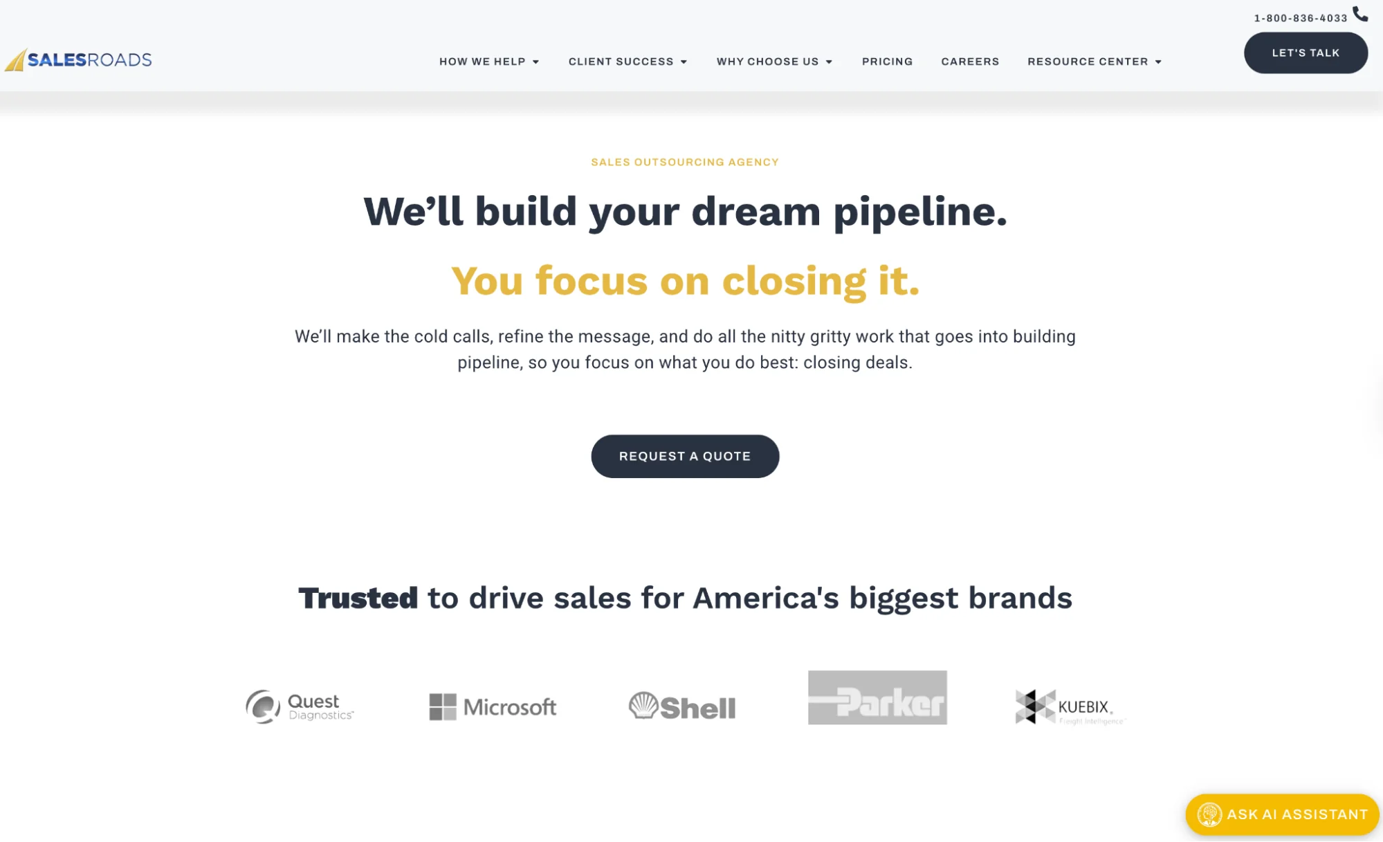 SalesRoads homepage: US-based SDR teams and B2B appointment setting