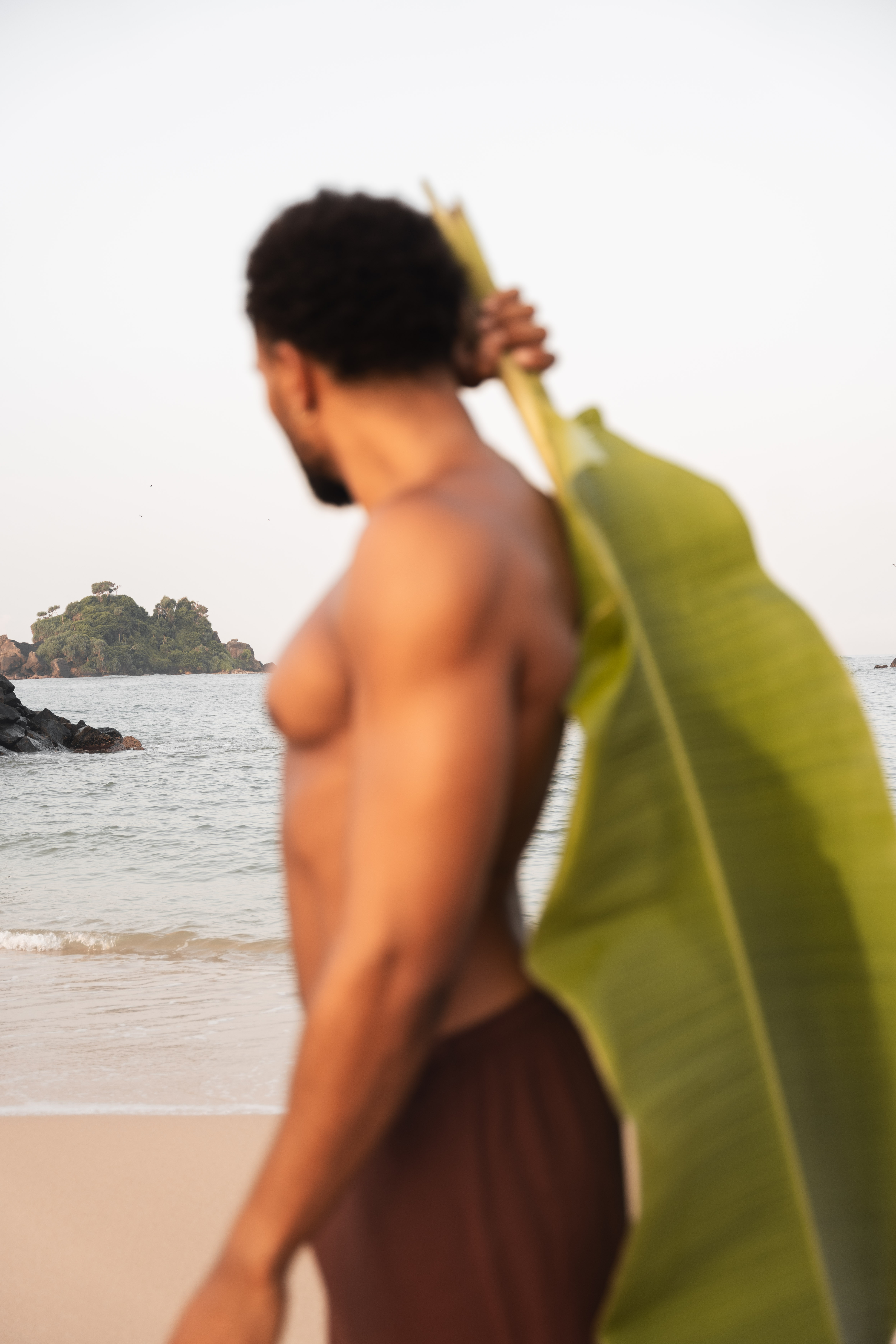 Close up of sandy skin and salty lips