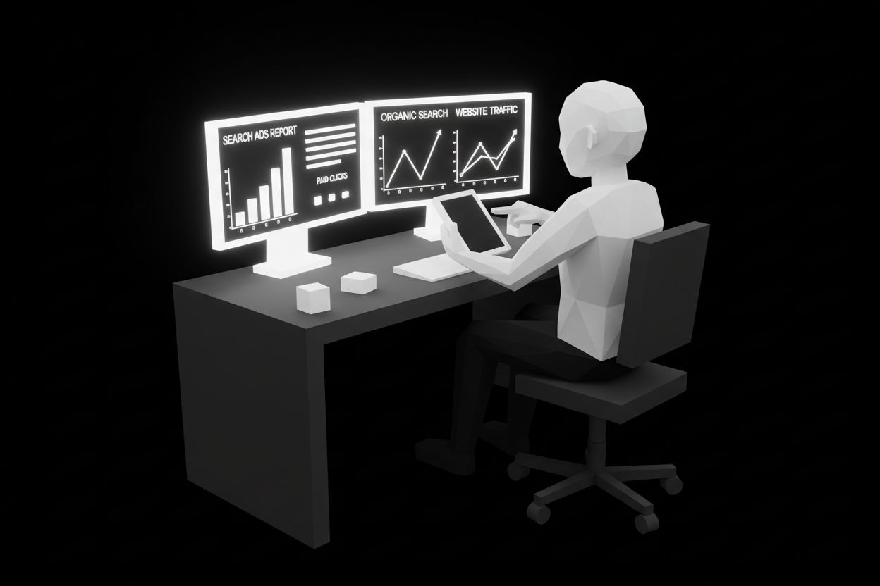 Owner comparing search ads and organic results
