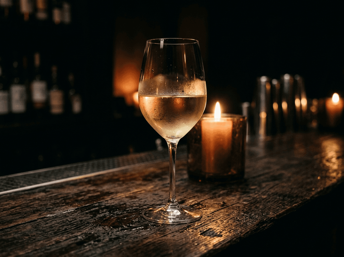 Weißwein · Glas, warmes Licht