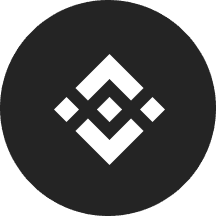 Binance logo: white diamond-shaped design within a black circle, representing the cryptocurrency platform.