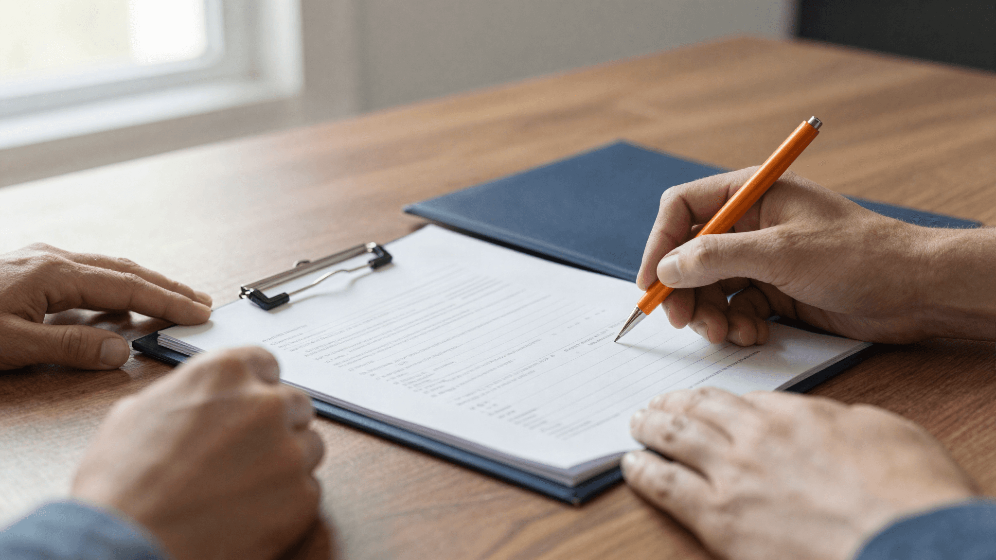 Hände vergleichen Angebote mit Checkliste (KI-generiert)