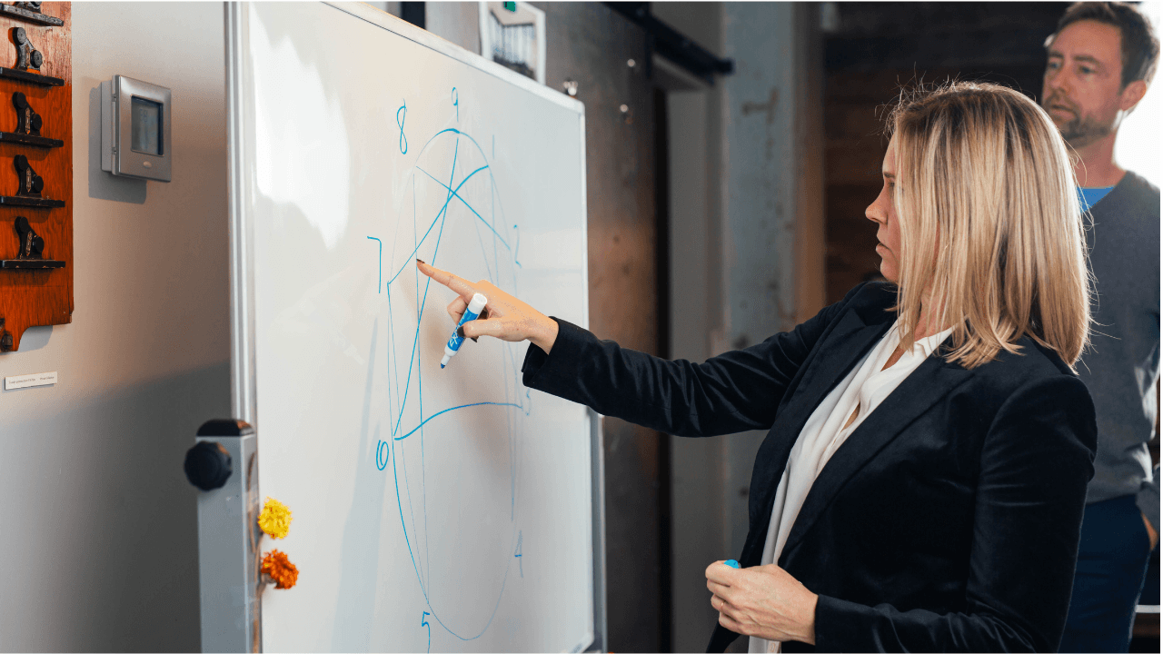 A woman focusing on her breathing
