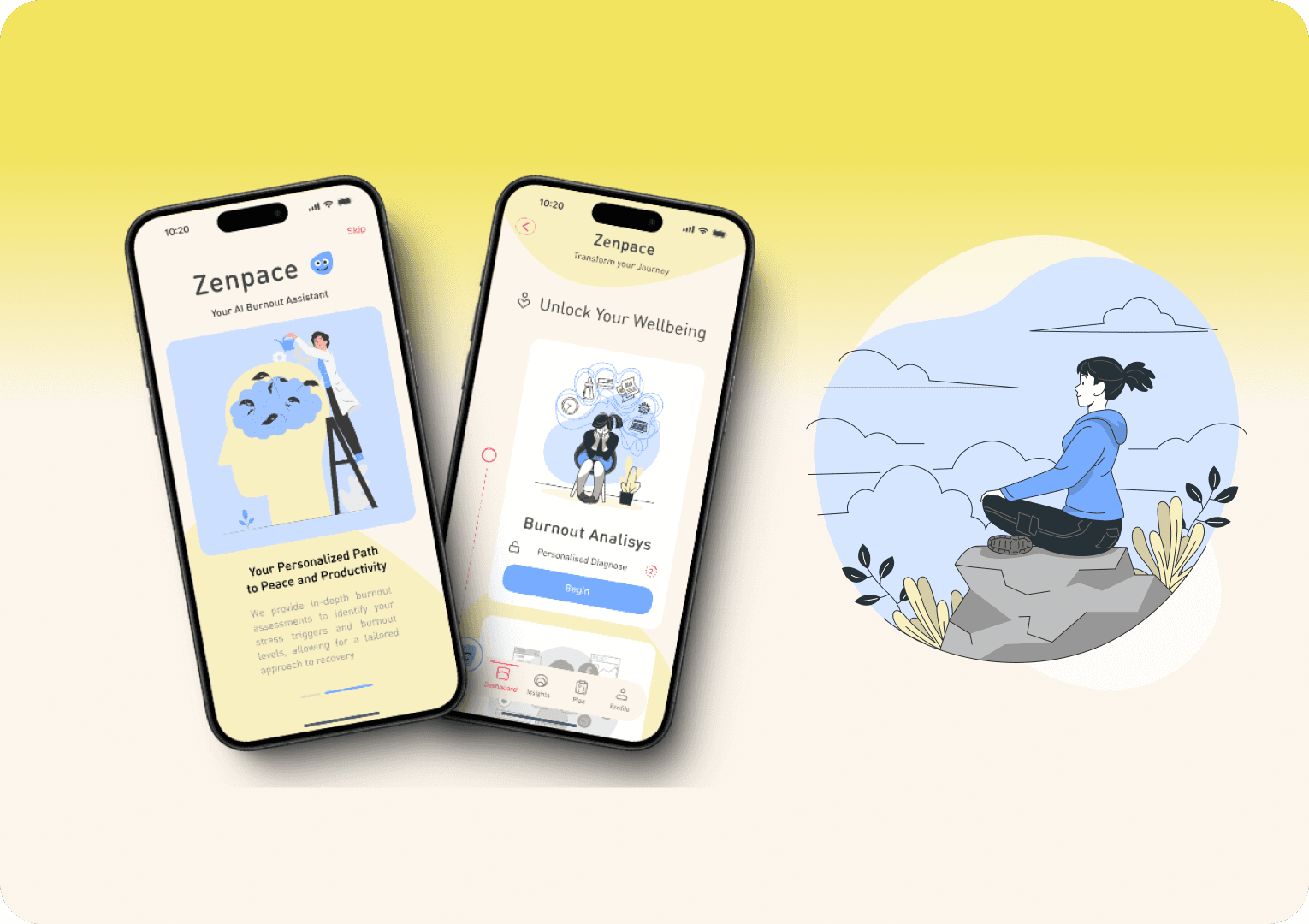 A mockup an iphone resting vertically on a rock surface