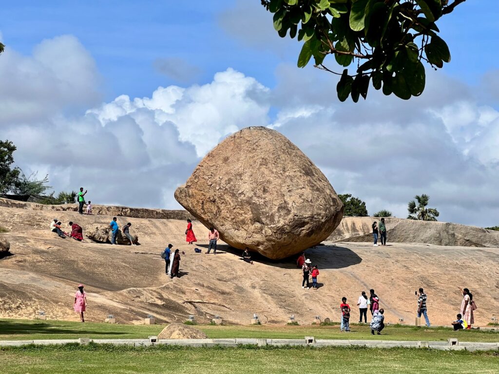 Krishna's butterball. A huge 250 ton granite boulder sitting on an incline.