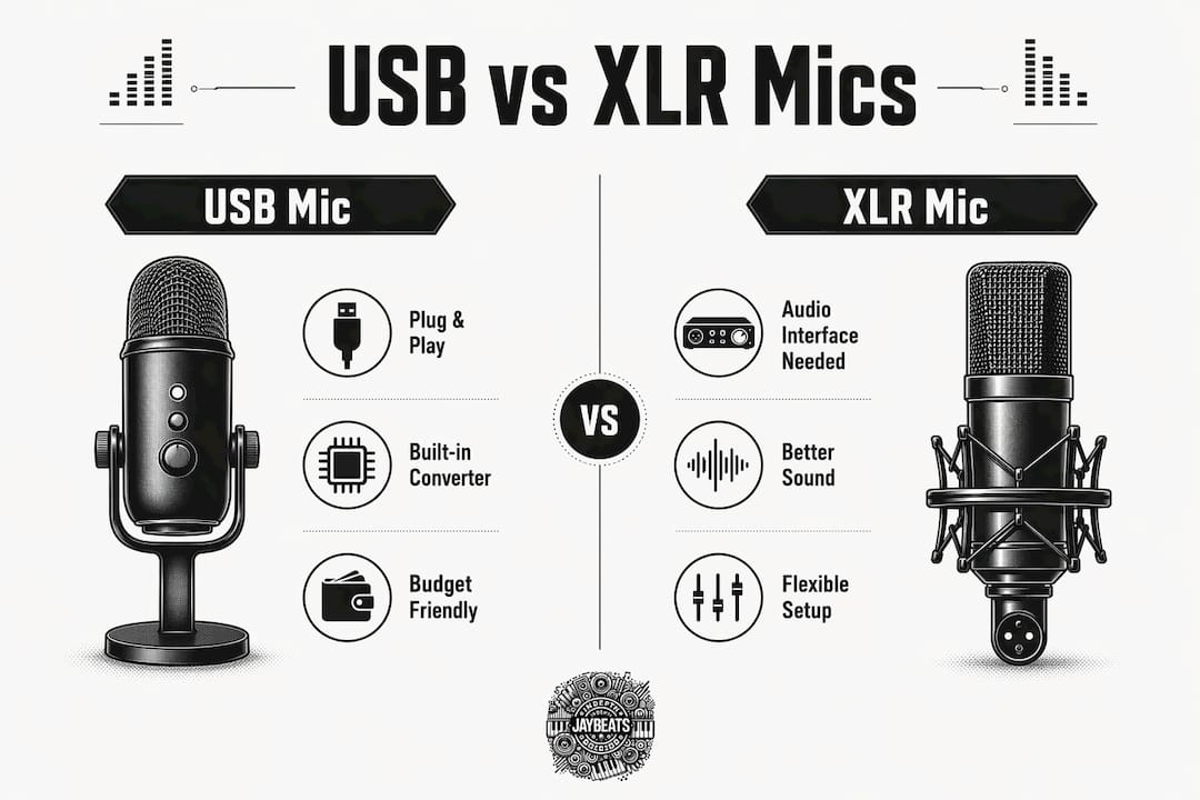 Infographic comparing USB and XLR microphones
