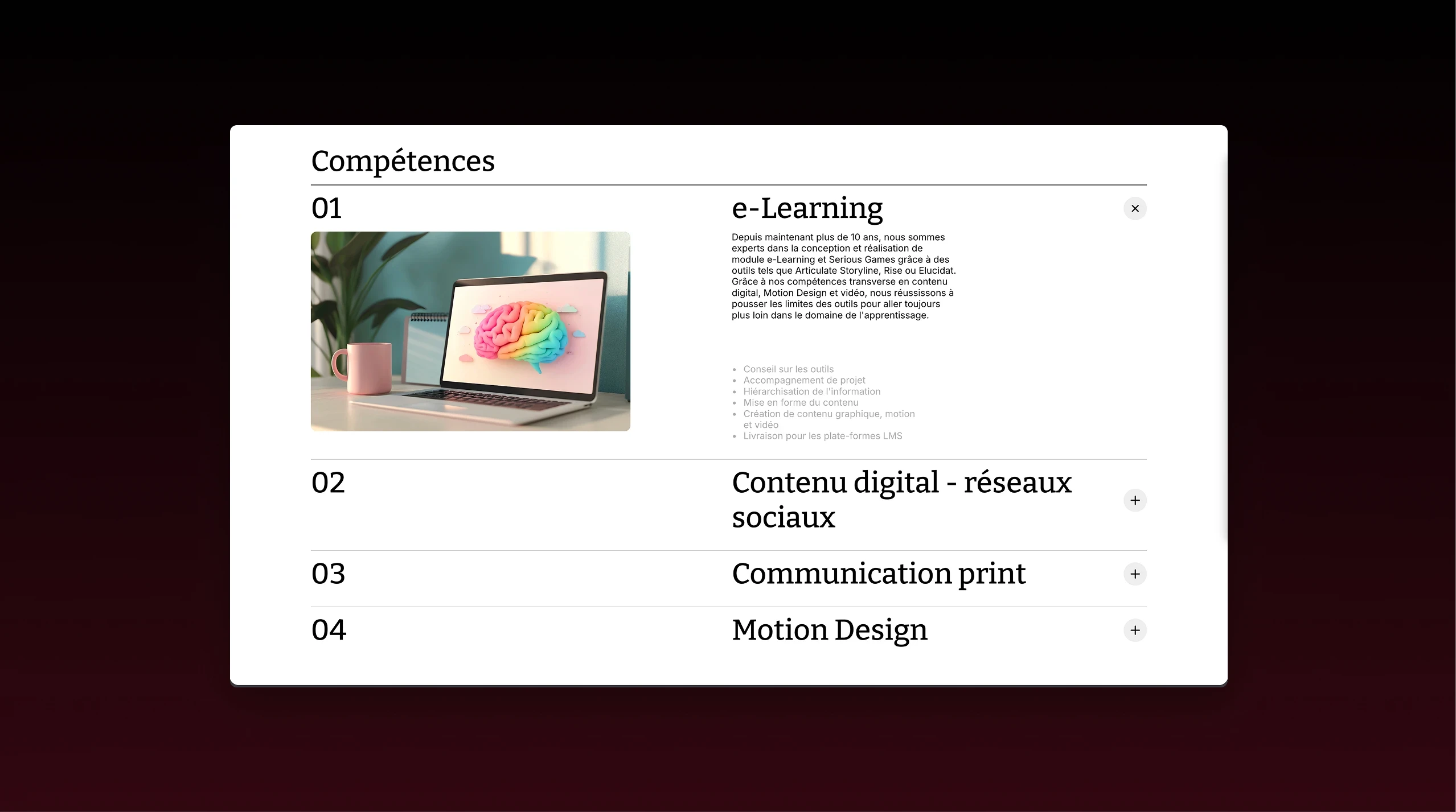 Domaines de compétences : e-learning, motion design, communication digitale et print