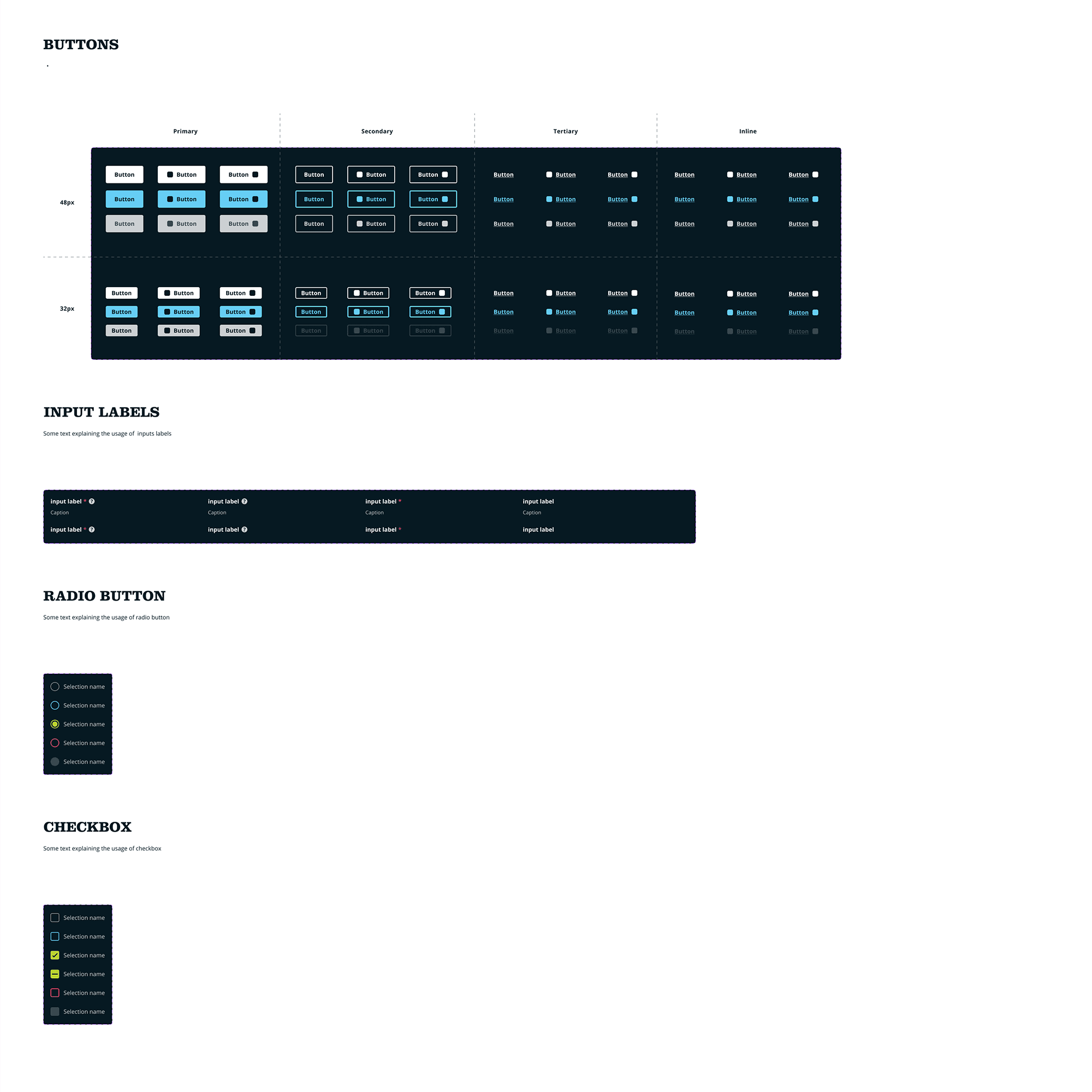 Image of different buttons and inputs