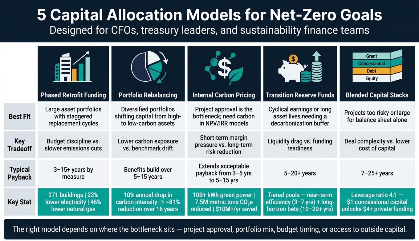 5 Capital Allocation Models for Net-Zero Goals: Side-by-Side Comparison