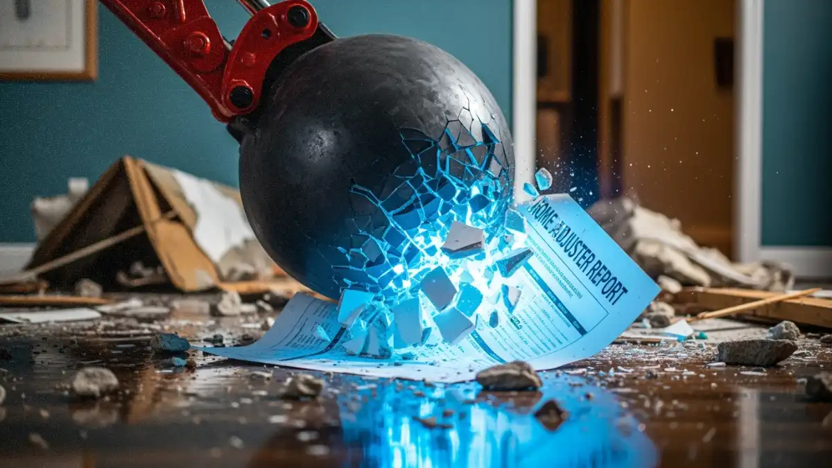 une boule de démolition détruisant des documents