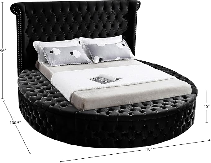 A perfect combination of sophistication and utility, the round velvet bed fits any space.