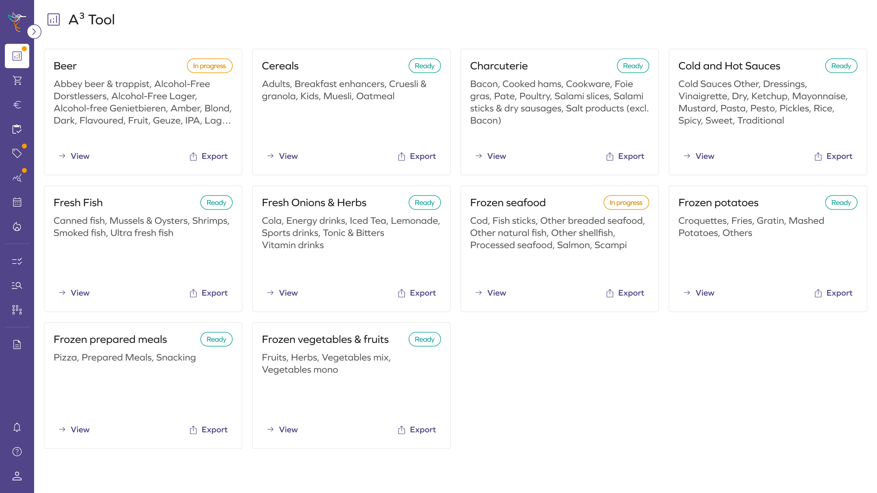 A³ Tool: Category selection