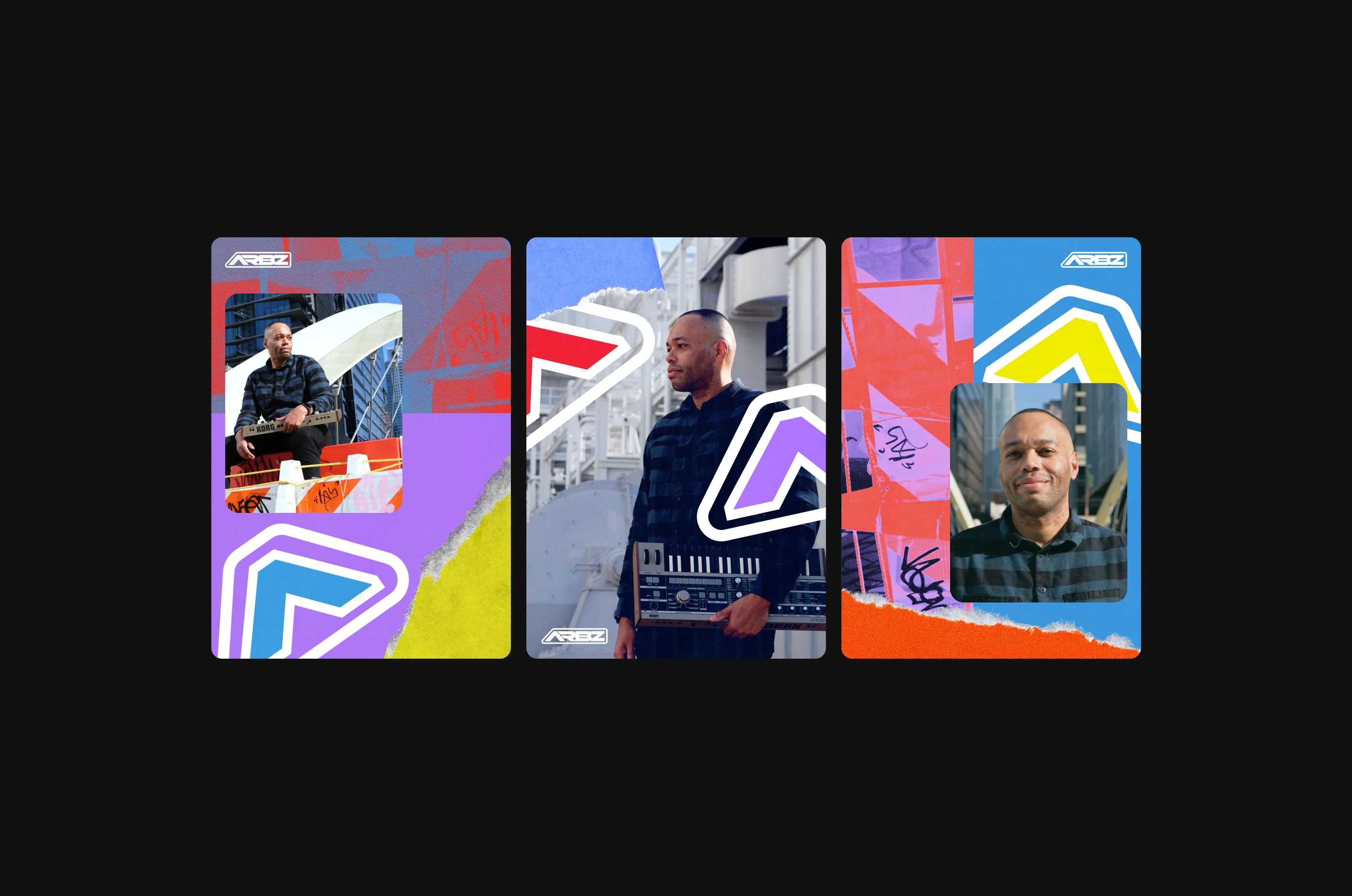 ARBZ — Three mobile graphics with ARBZ photo and logos — Digital campaign