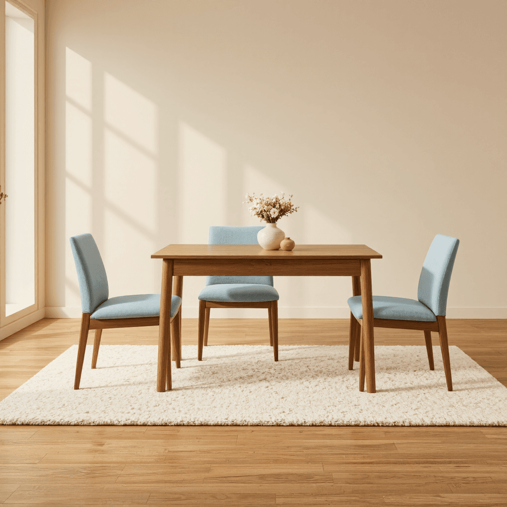product photography of a dining table with four chairs