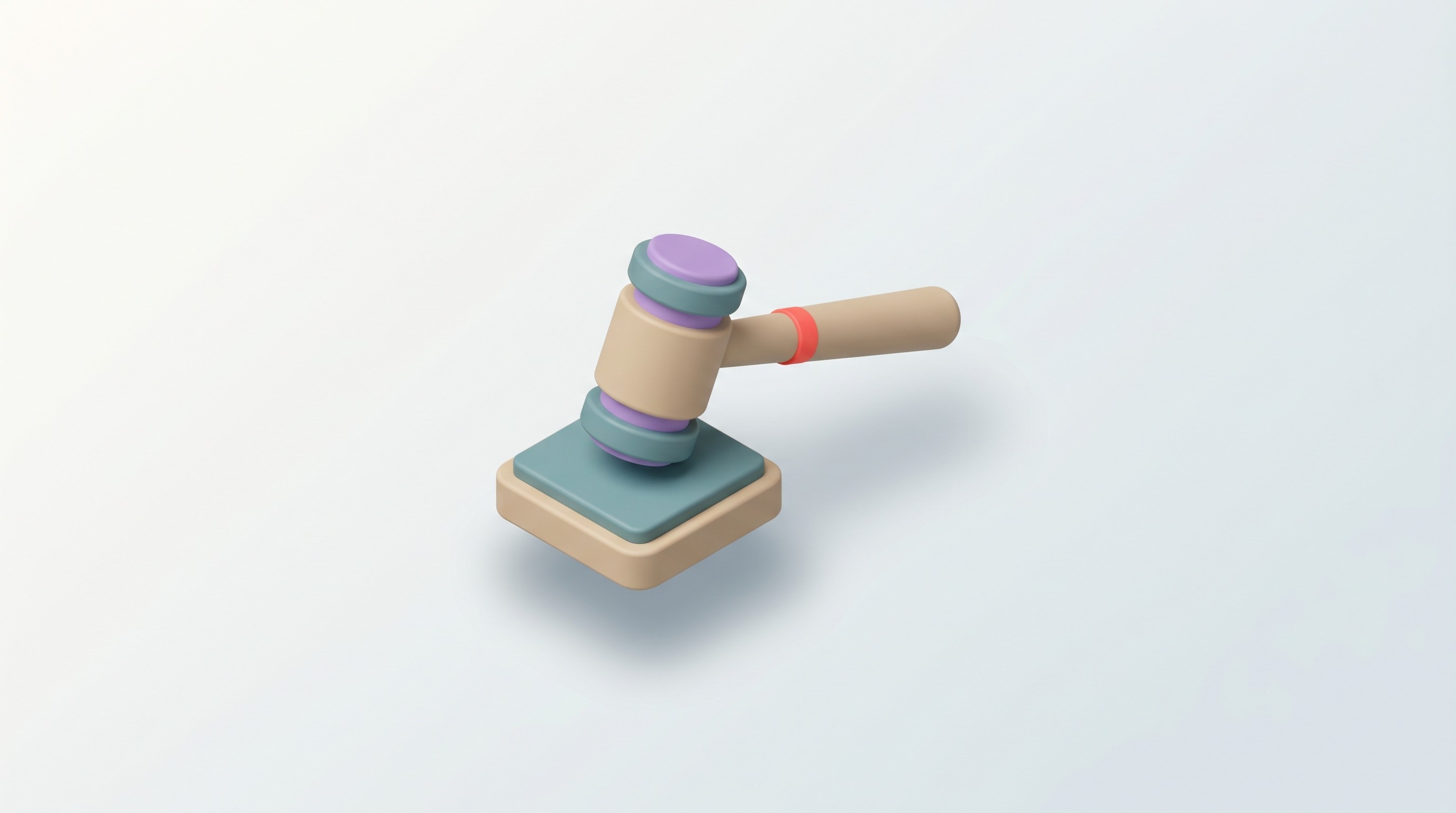 Stylised courtroom gavel on block