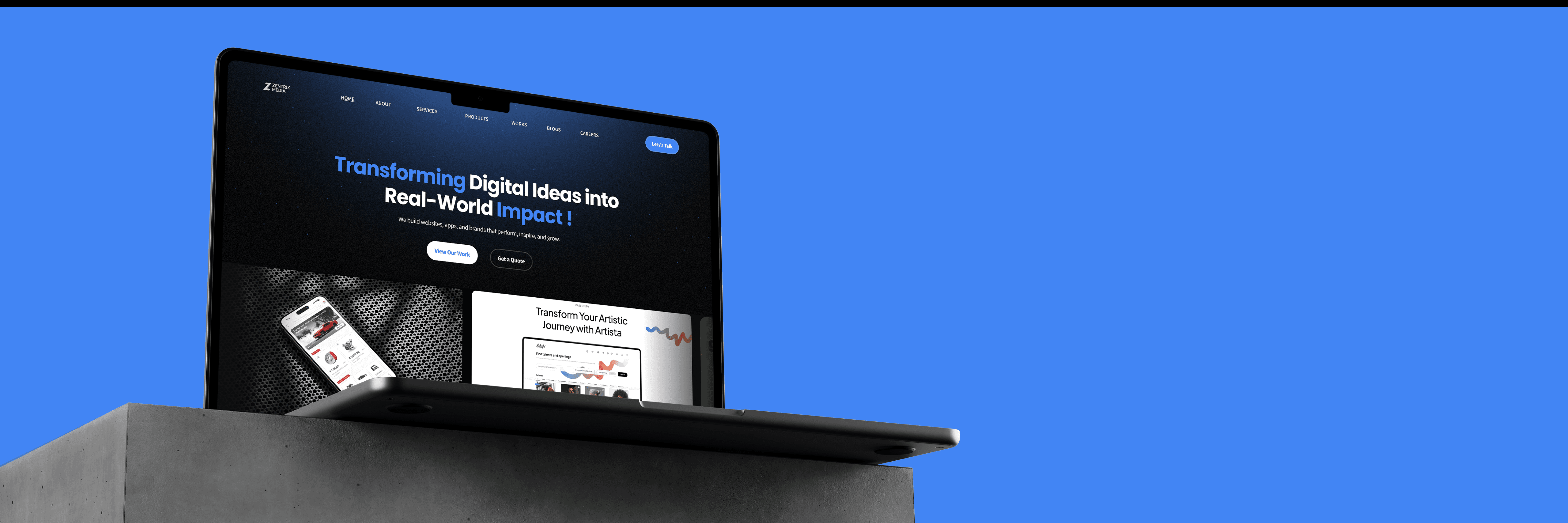 Lapton placed above shot taken from below