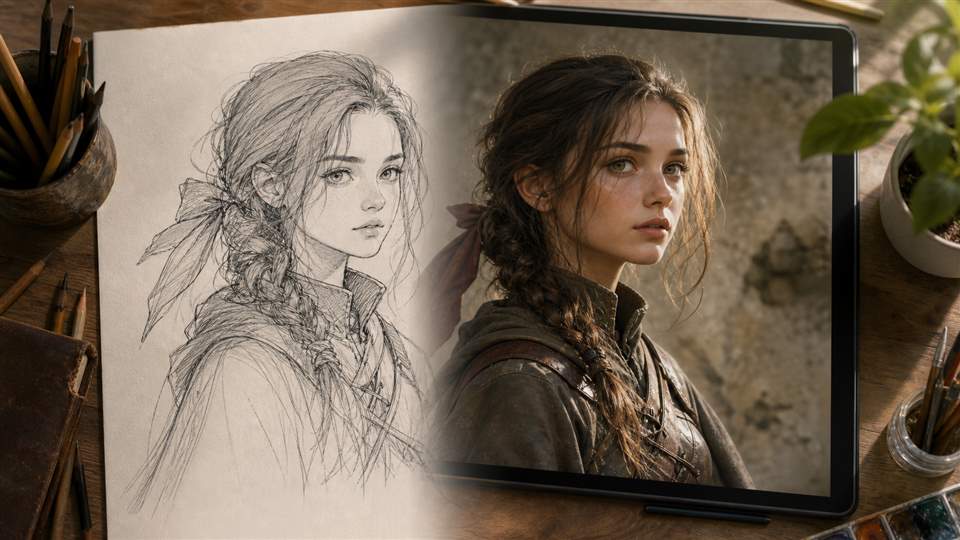 desenho de IA em estilo realista