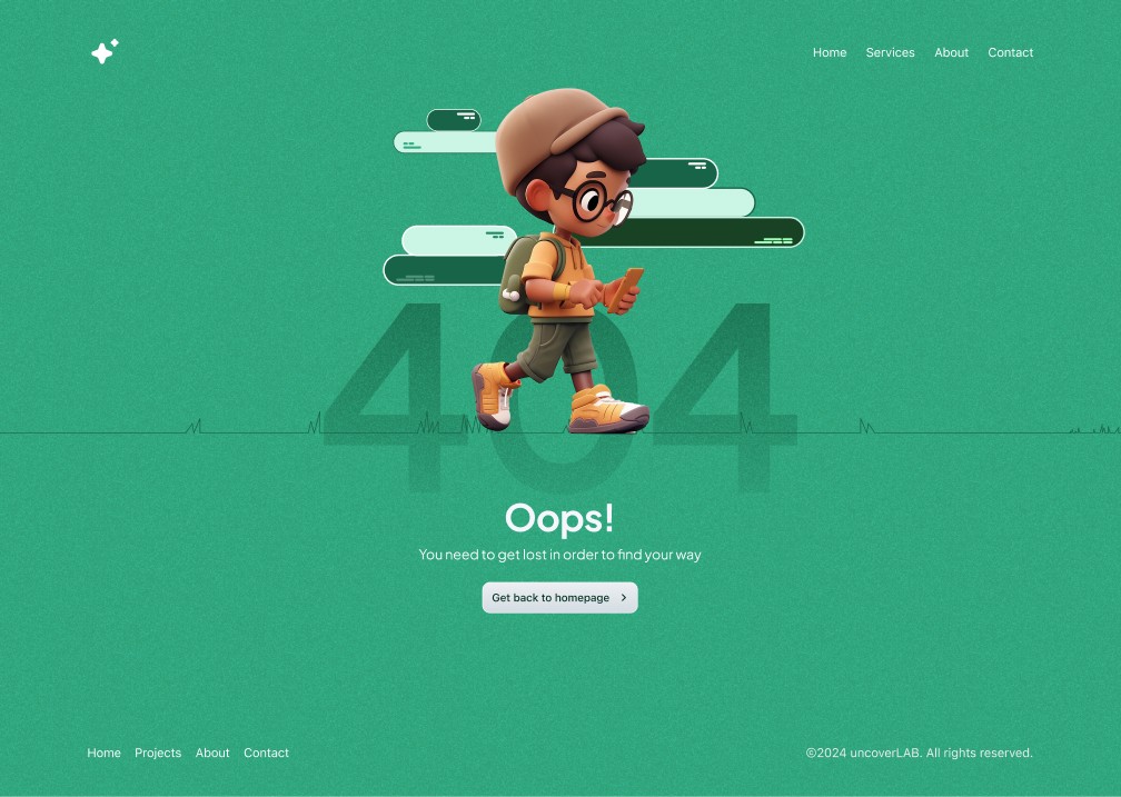 404 page with walking illu