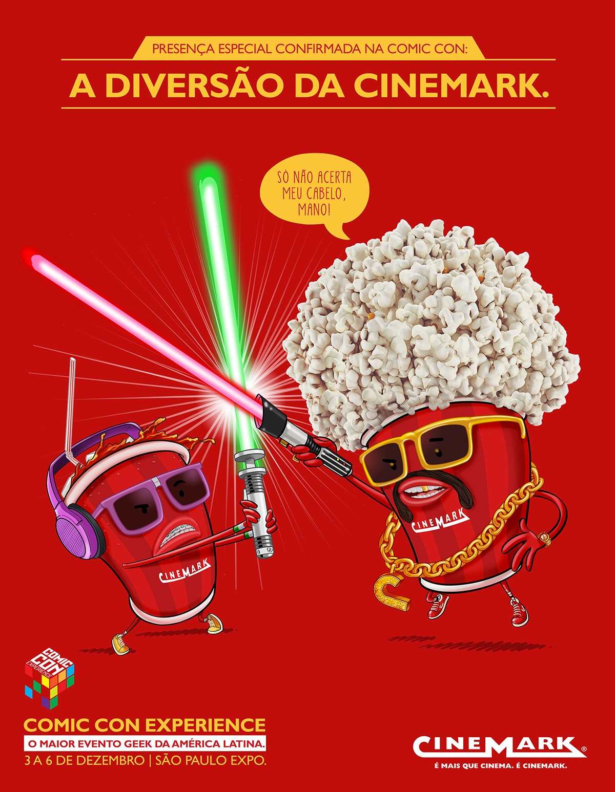 DJ Pop and MC Popcorn perform a lightsaber duel inspired by Star Wars.