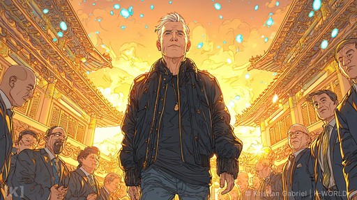 Jensen Huang standing on Air Force One steps with President Donald Trump during 2026 China summit, Beijing skyline with glowing Nvidia AI chips and neural networks in background