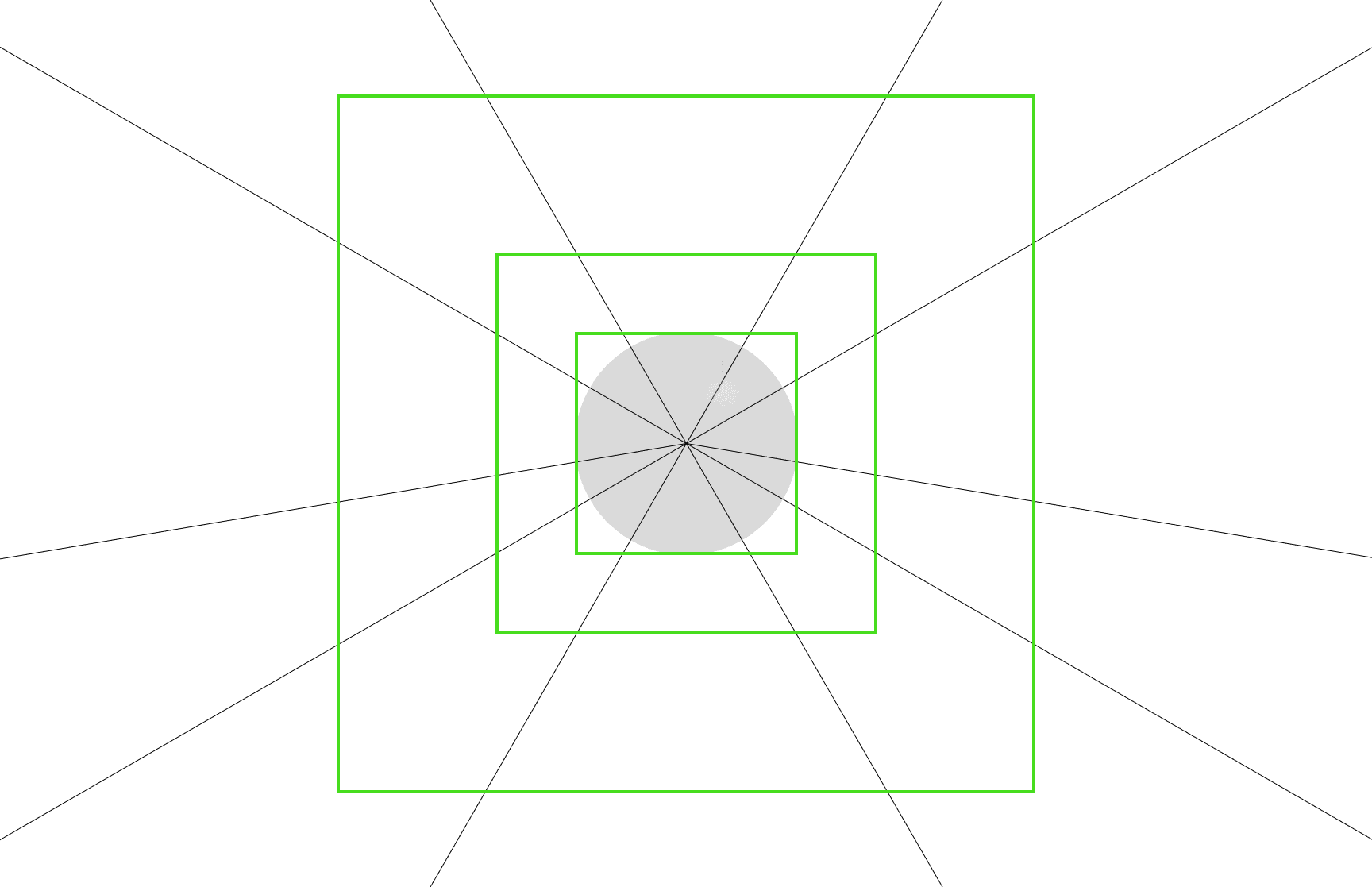 Initial structural grid built to define spatial proportions
