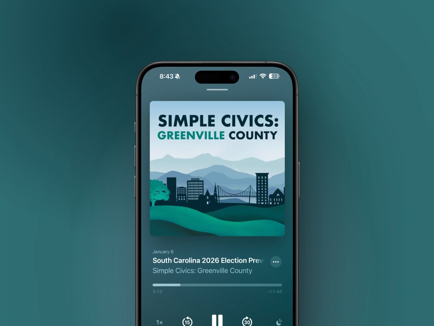 Simple Civics Greenvill County Podcast Logo, produced by Podcast Studio X