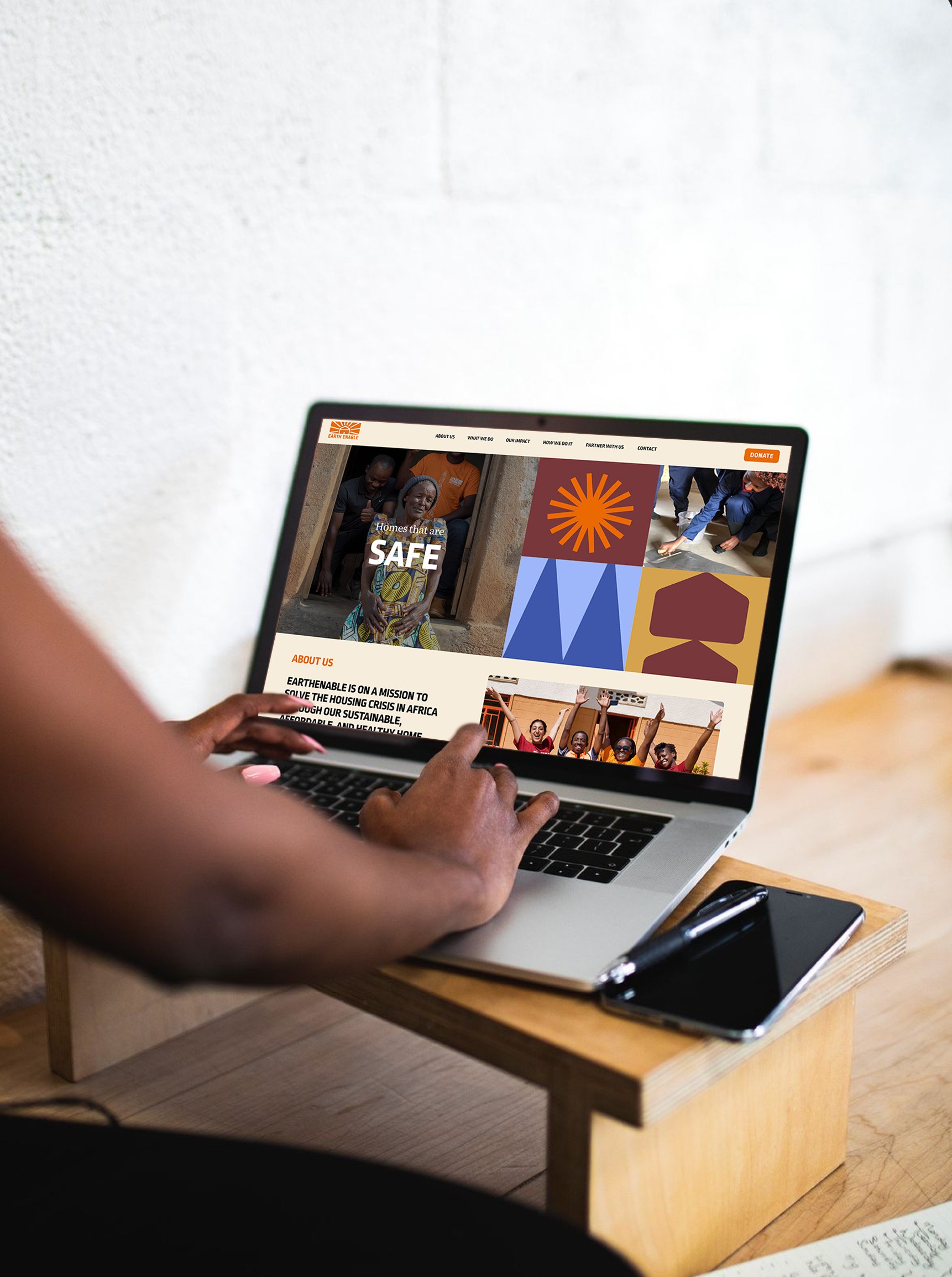 A woman guiding a man