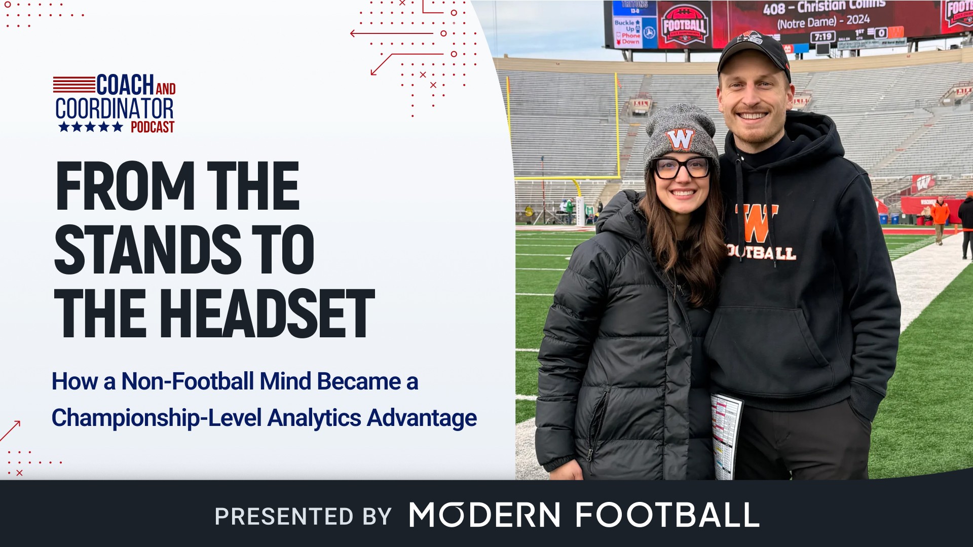 Coach A.J. Antonescu on the sideline — podcast episode on improving self-scouting and in-game decisions using Modern Football analytics platform