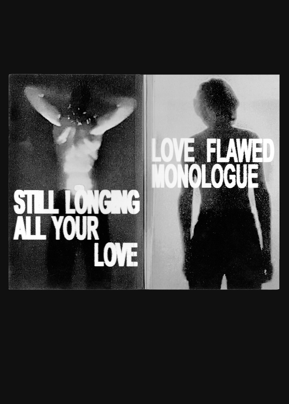 Love Flawed Monologue — A5 editorial zine, Kravlingprisen 2024 winner, by Kjære Niko