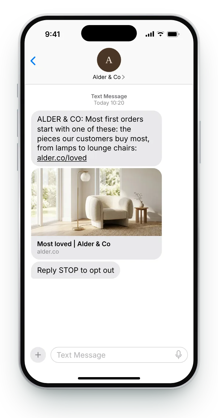 Where most first orders begin first-week SMS on an iPhone