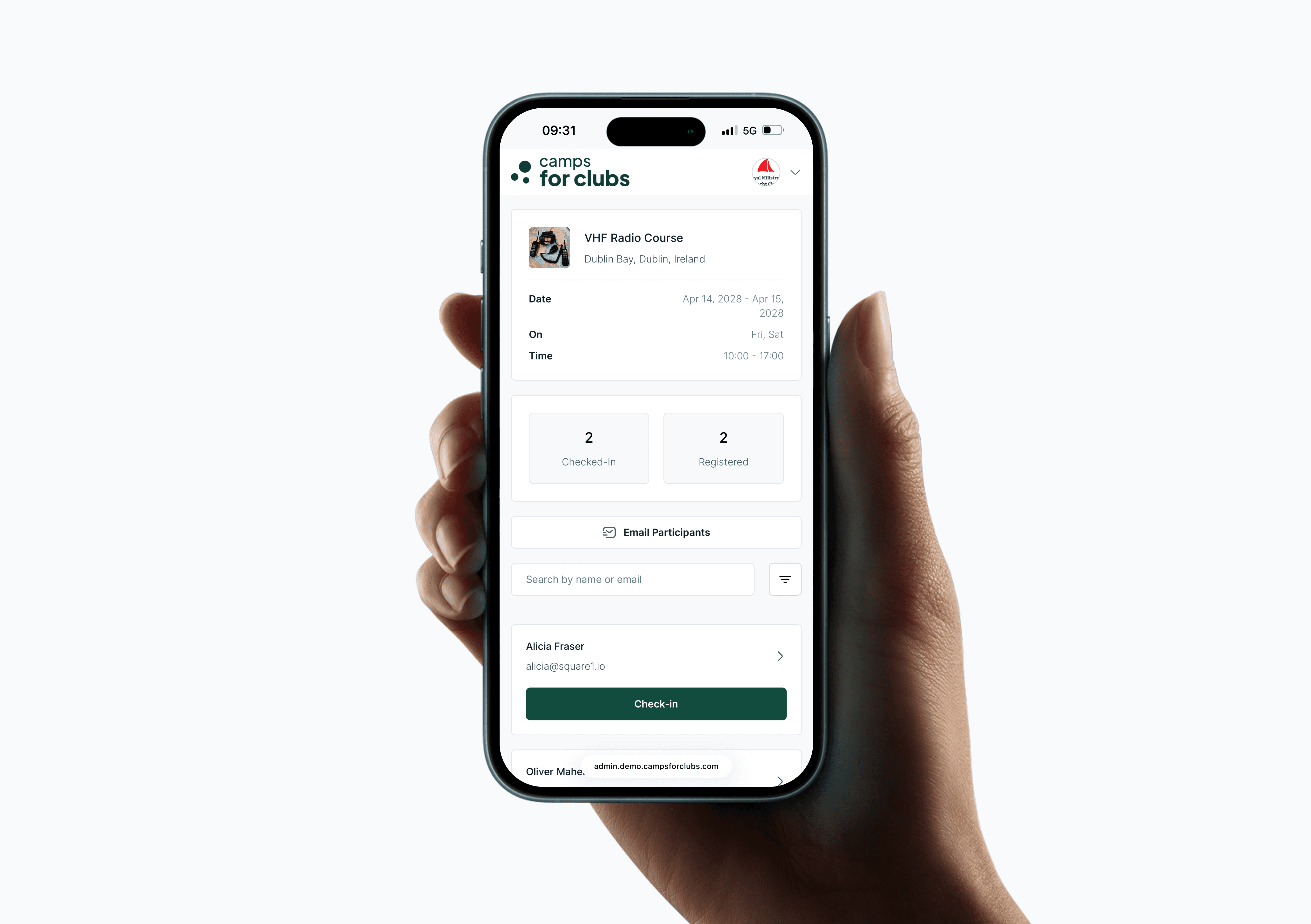 On-site check-In with web app