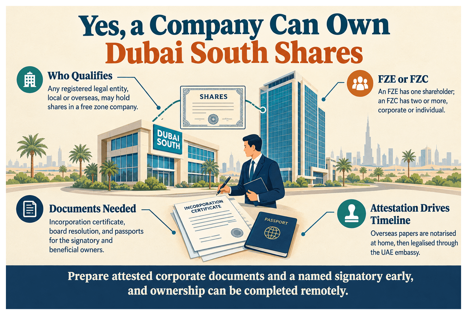 Infographic: Can a Corporate Entity Be a Shareholder in a Dubai South Company