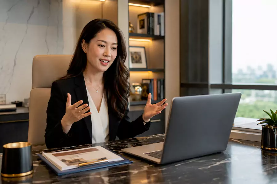 Saleswoman making a follow-up video