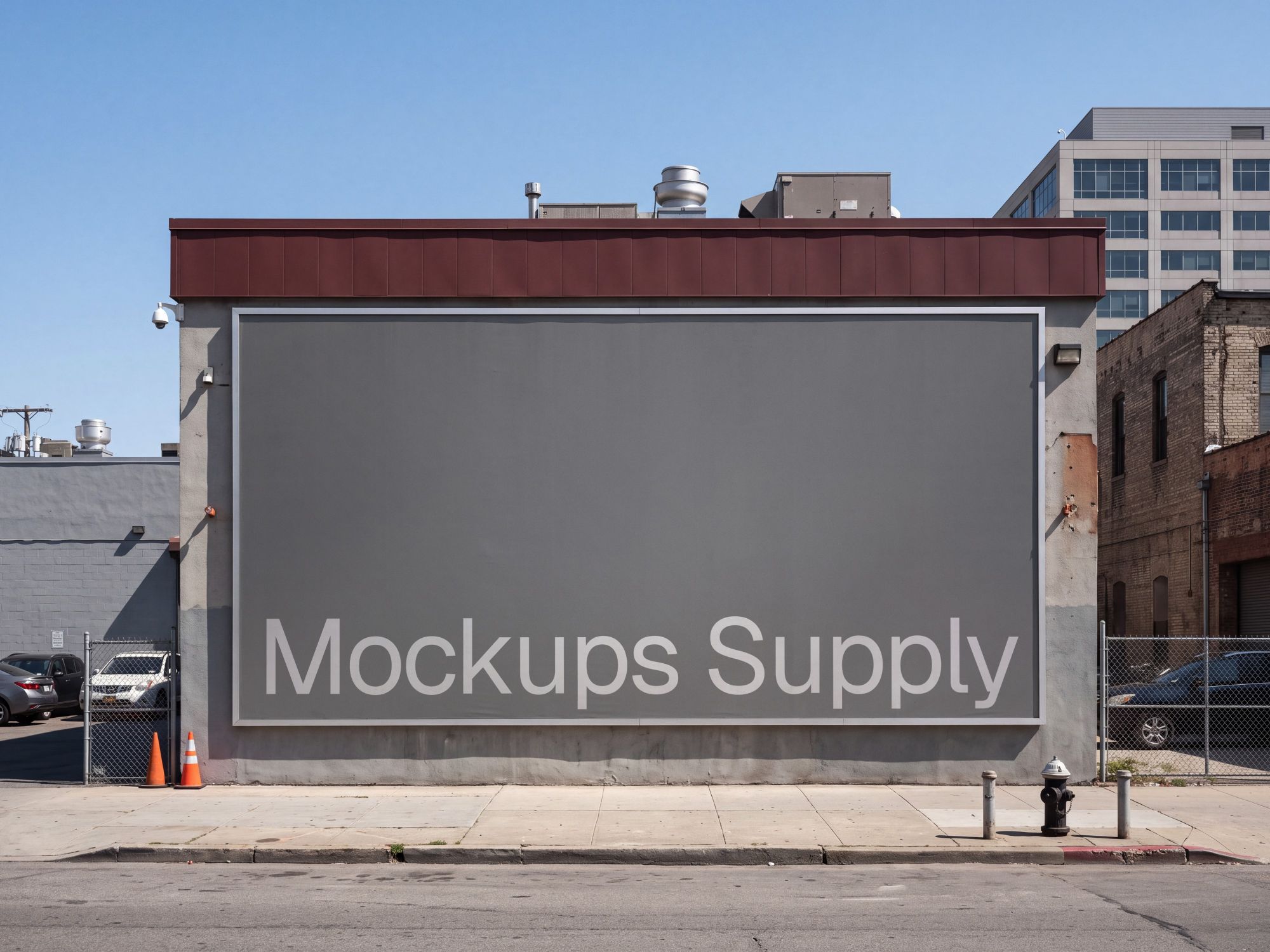 Large format advertising billboard mockup on an industrial building wall PSD