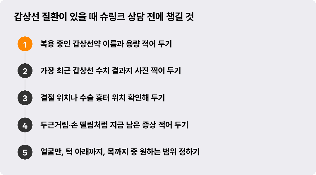 갑상선 질환이 있을 때 슈링크 상담 전에 챙길 것
