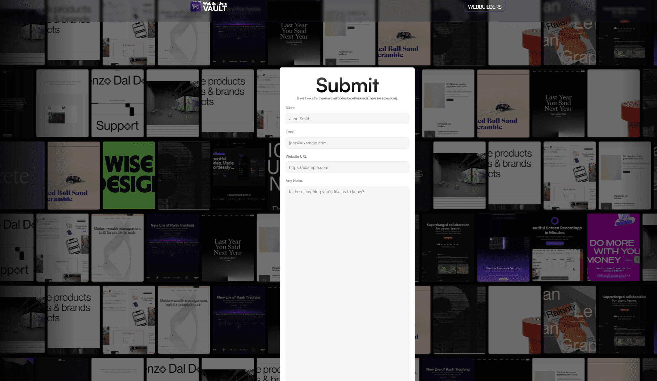 WebBuilders Vault Submit Page