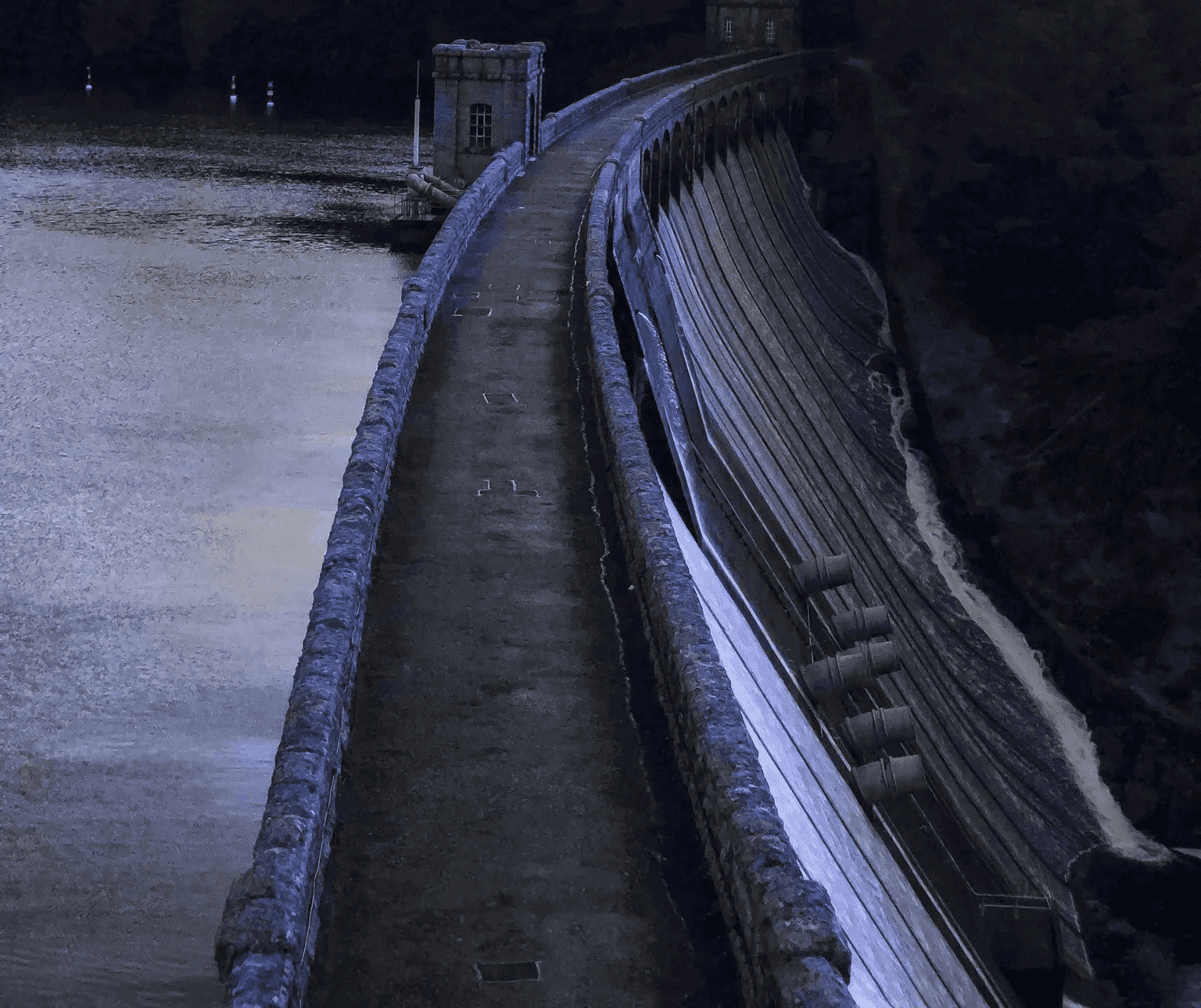 A dam image on the background