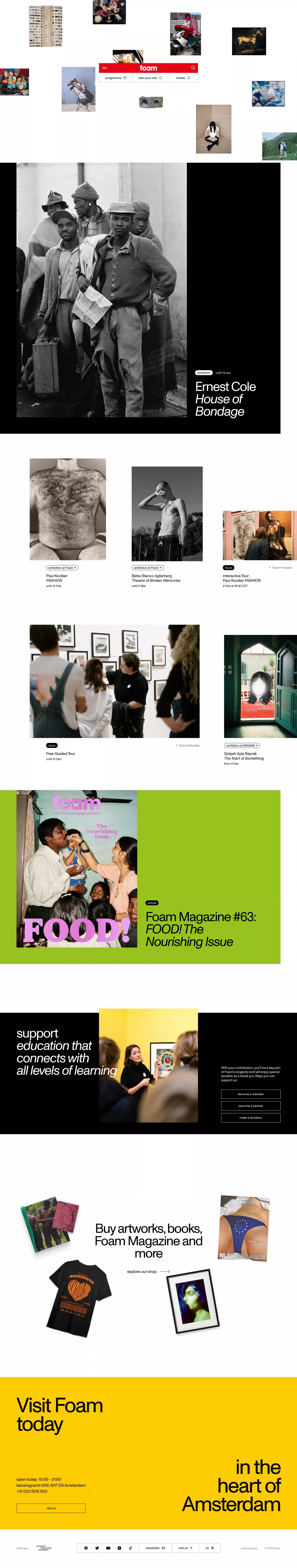 Foam other page screenshot showcasing Photography and Art design