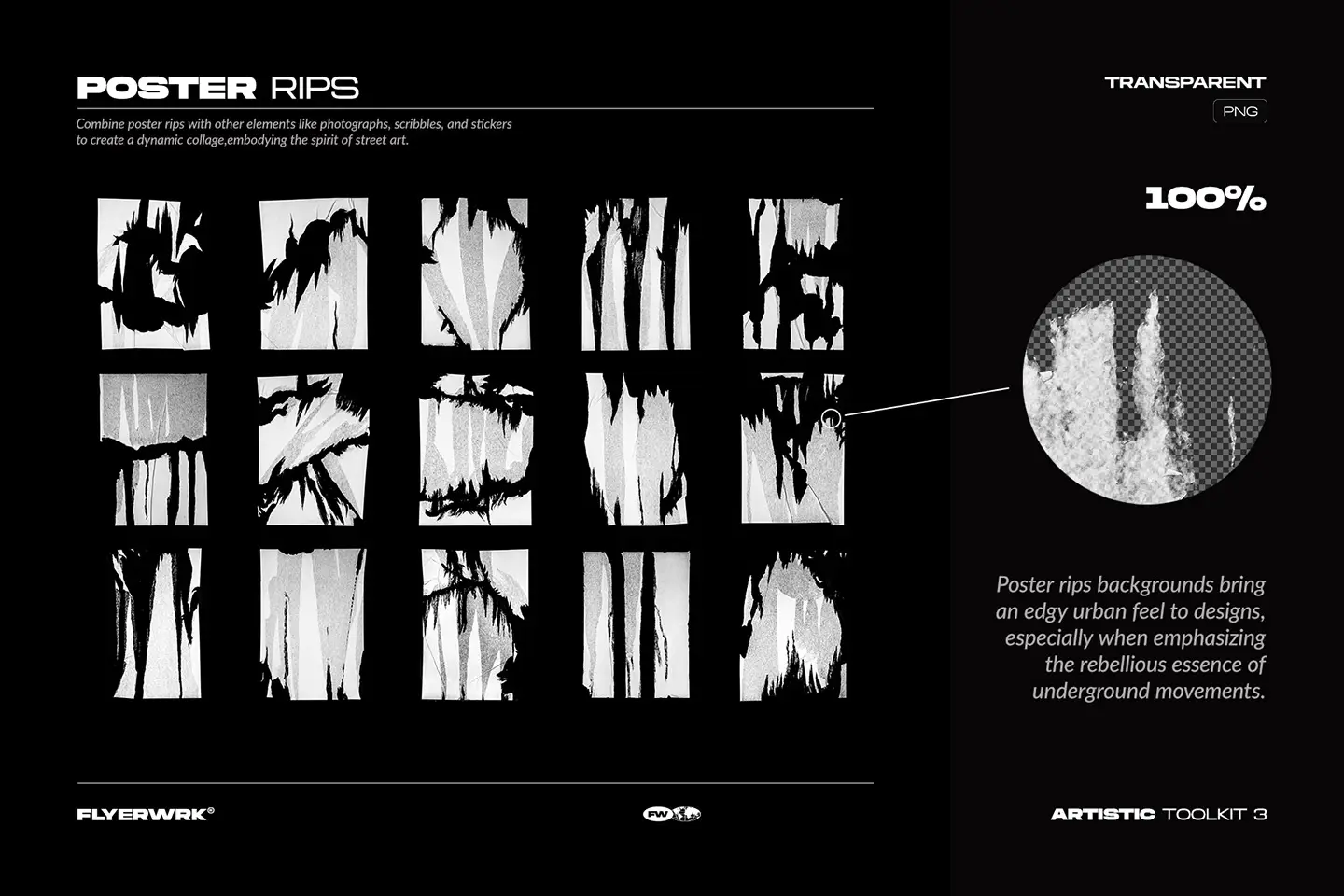 Artistic Toolkit 3 poster rip textures and torn paper overlay elements