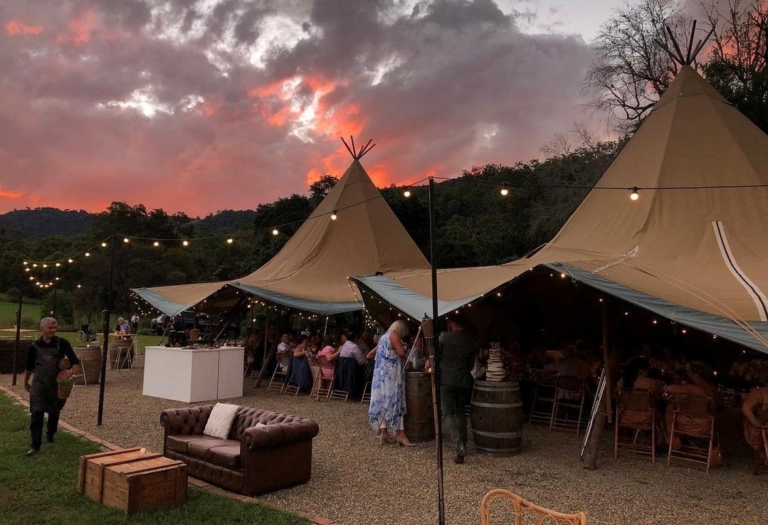 Marquee set up at the Gold Coast Farmhouse