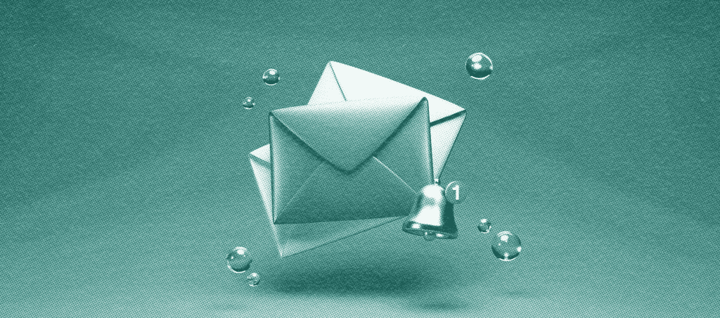 3D mail envelope with a notification bell, representing email service providers and customer messaging for ecommerce.