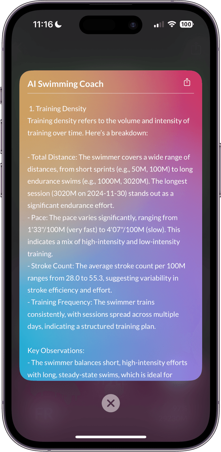 Swim Now AI Swimming Coach, The deep-thinking AI model analyzes App.