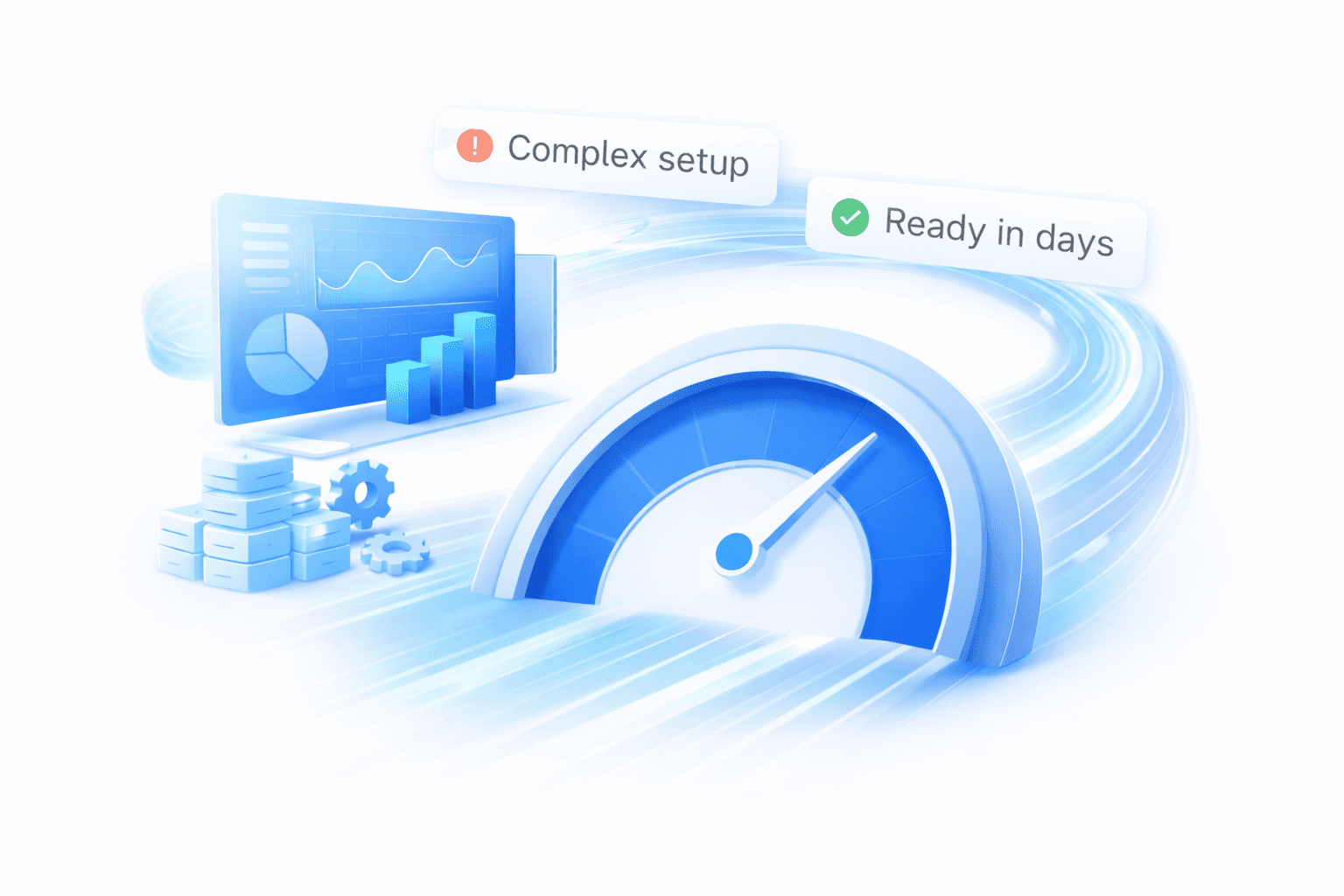 Gauge showing levels of user engagement, with tags for high and low engagement percentages.