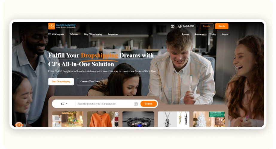 CJ Dropshipping website
