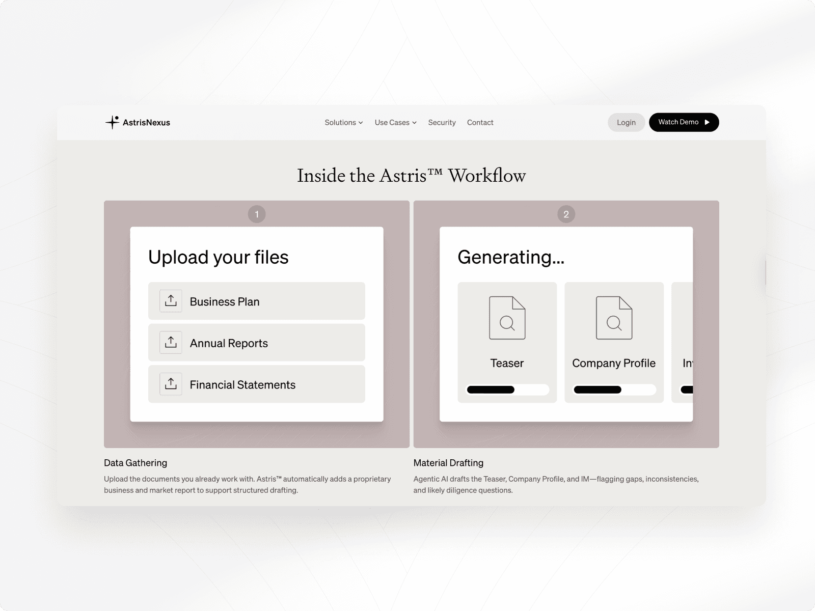 AstrisNexus product page mockup