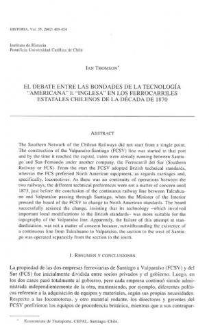 El debate entre las bondades de la tecnología 'americana' e 'inglesa' en los ferrocarriles estatales chilenos de la década de 1870