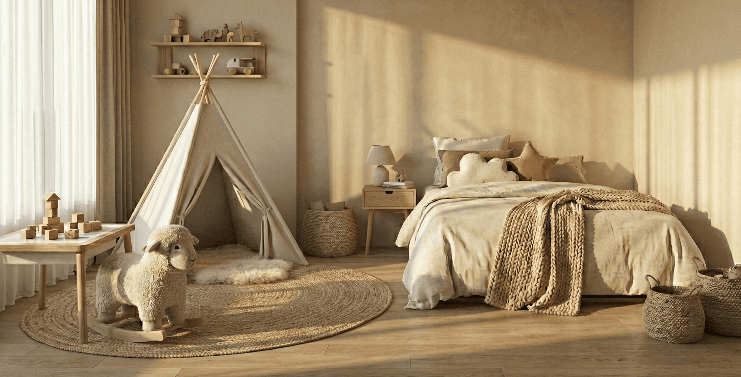 white sectional couch beside white wooden table