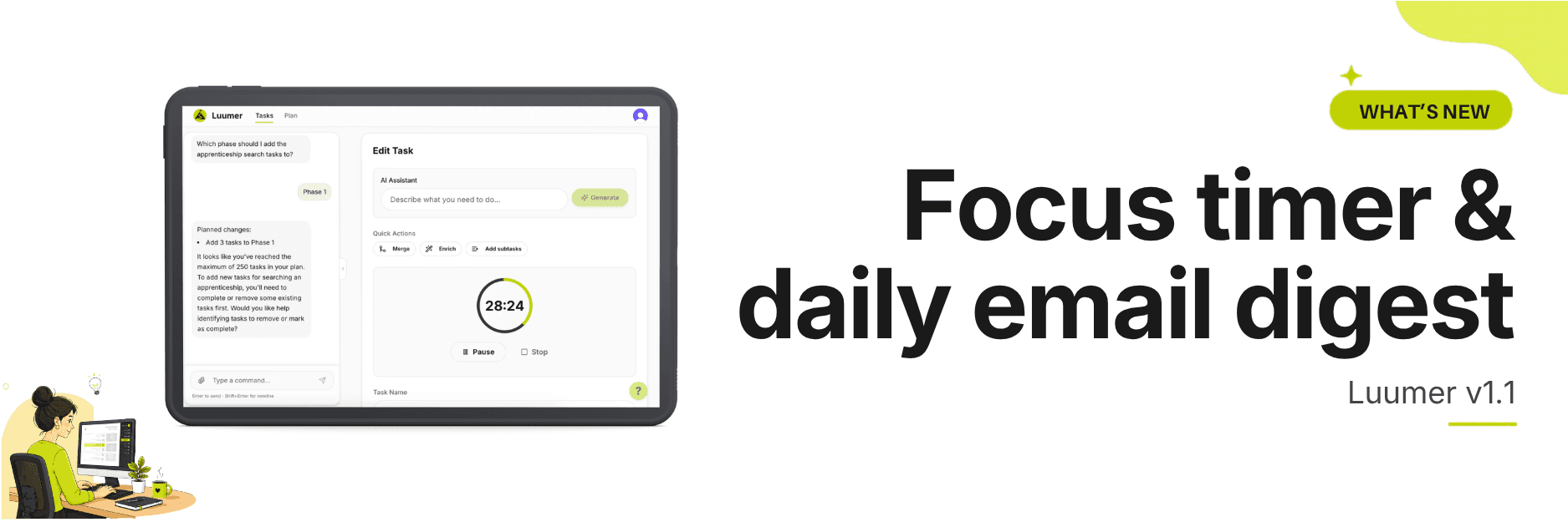 What’s New in Luumer: Focus Timer & Daily Task Email Digest