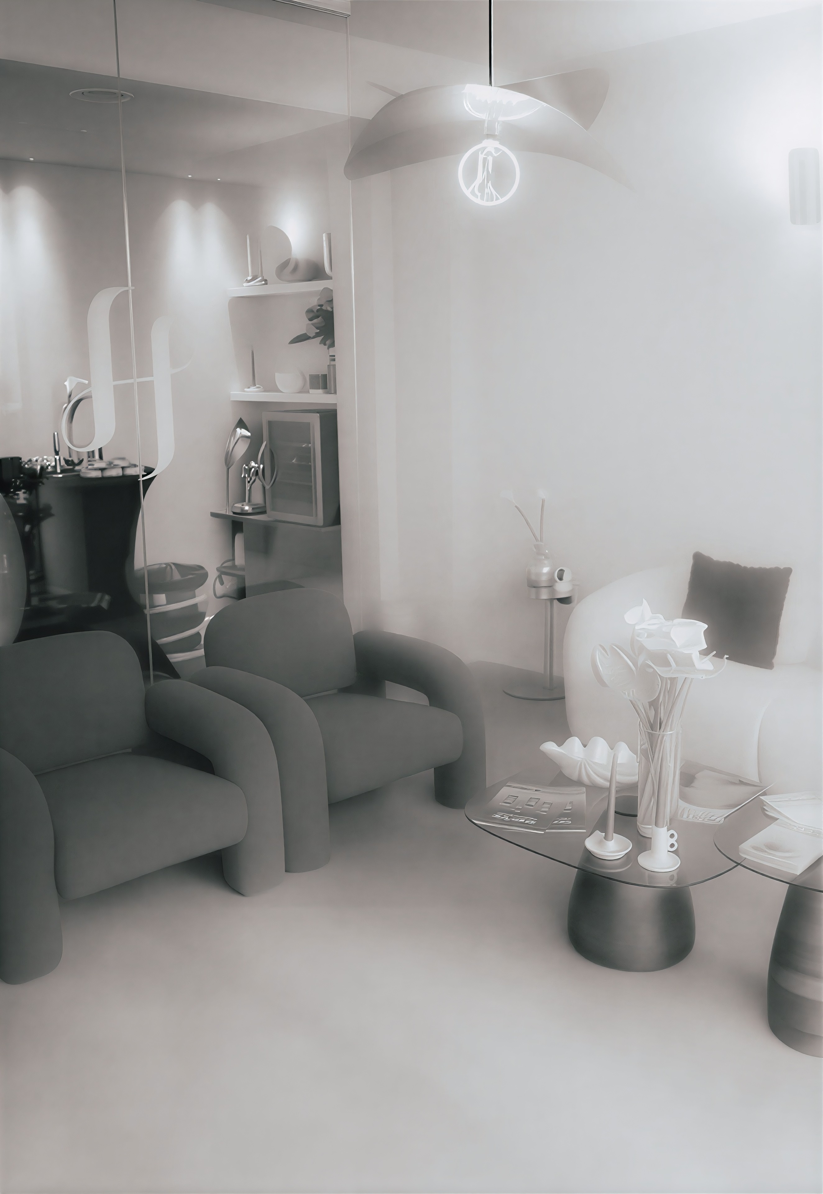 A close-up of a serene face illuminated by soft light, with shadows creating a patterned effect across the skin.