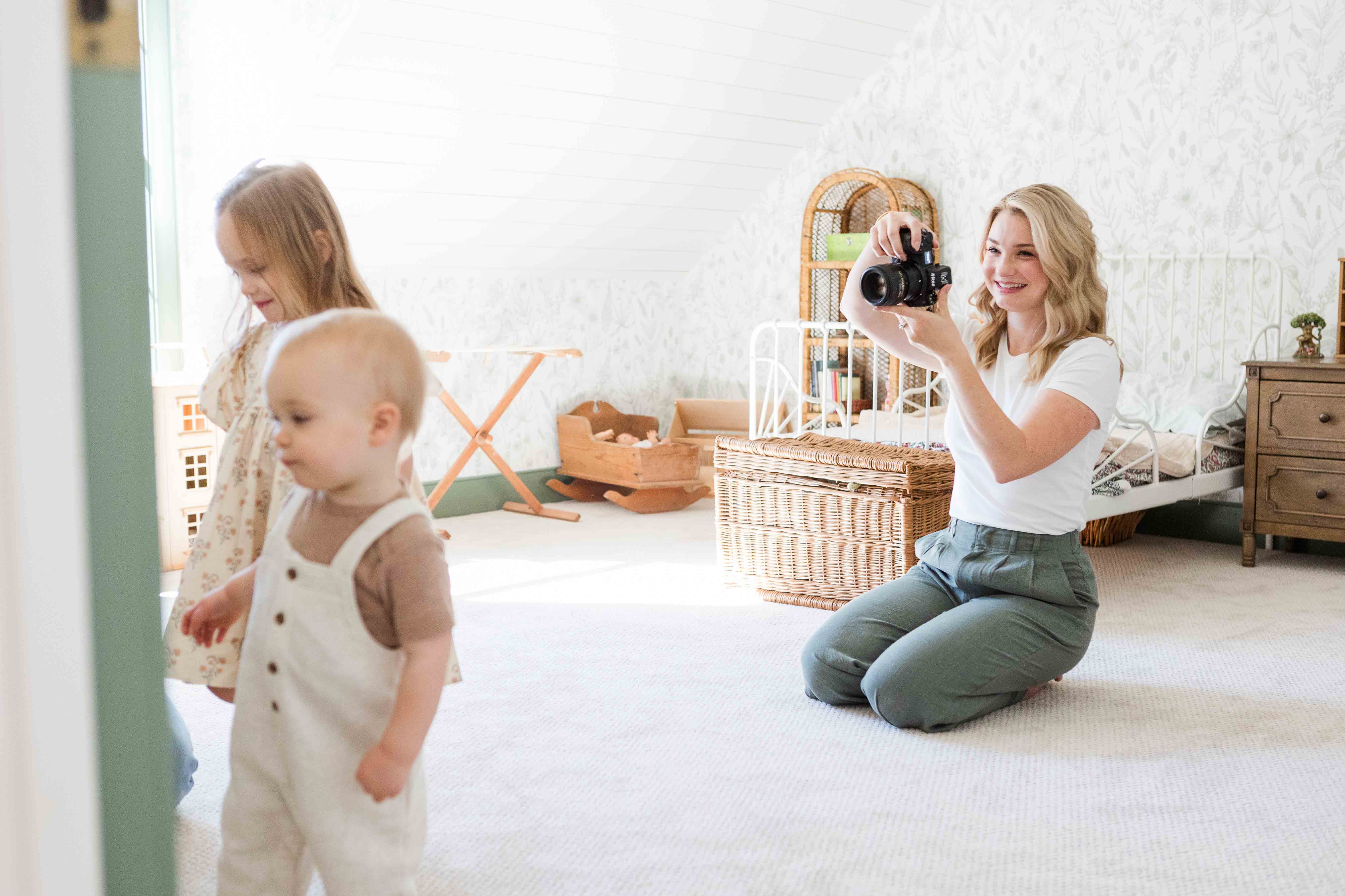 Picture of photographer taking a picture of her two kids.